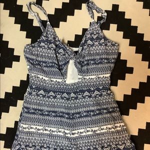 Navy Blue and White Romper